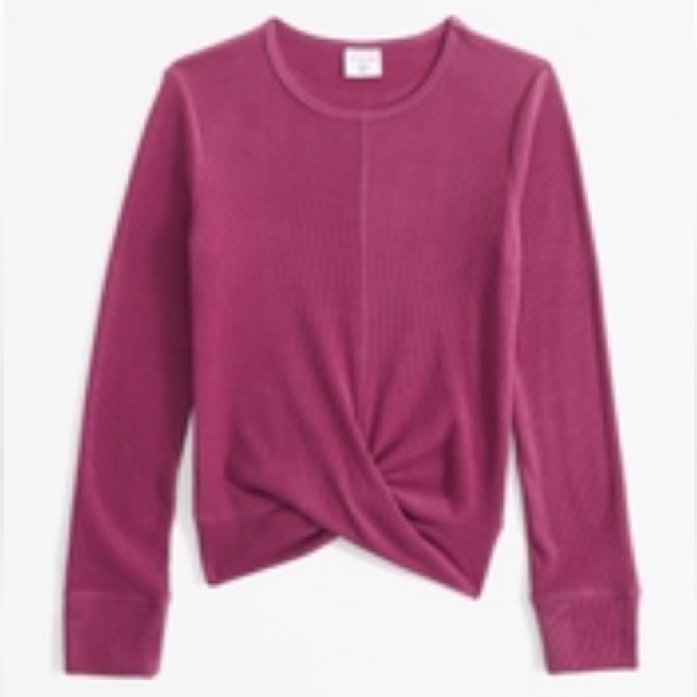 Twist Front Long Sleeve Top in Pink